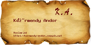 Körmendy Andor névjegykártya
