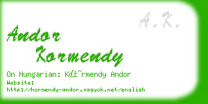 andor kormendy business card